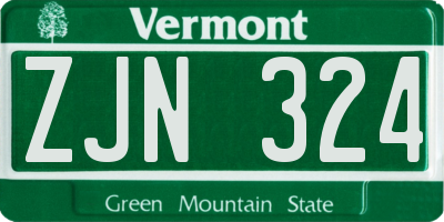 VT license plate ZJN324
