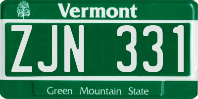 VT license plate ZJN331