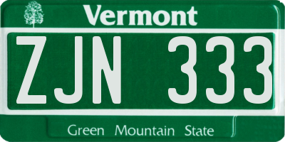 VT license plate ZJN333