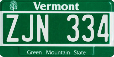 VT license plate ZJN334