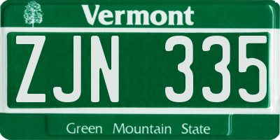 VT license plate ZJN335