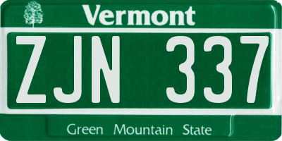 VT license plate ZJN337