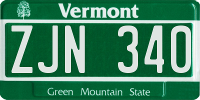 VT license plate ZJN340