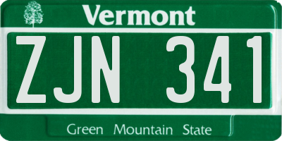 VT license plate ZJN341