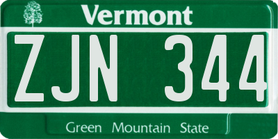 VT license plate ZJN344