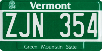 VT license plate ZJN354
