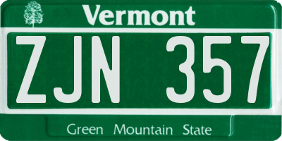 VT license plate ZJN357