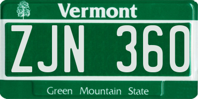 VT license plate ZJN360