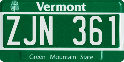 VT license plate ZJN361