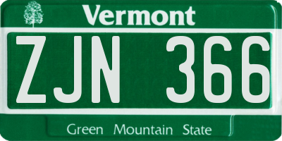 VT license plate ZJN366