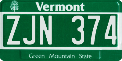 VT license plate ZJN374