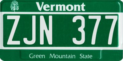 VT license plate ZJN377