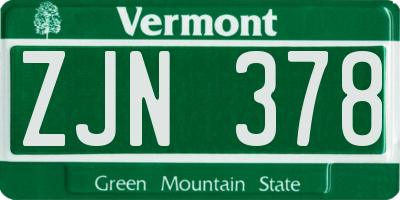 VT license plate ZJN378