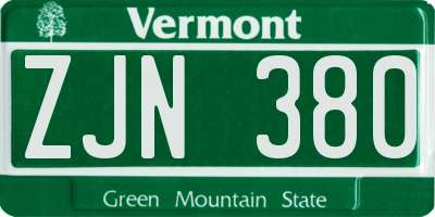 VT license plate ZJN380