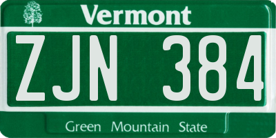 VT license plate ZJN384