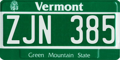 VT license plate ZJN385