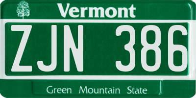 VT license plate ZJN386