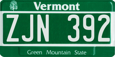 VT license plate ZJN392