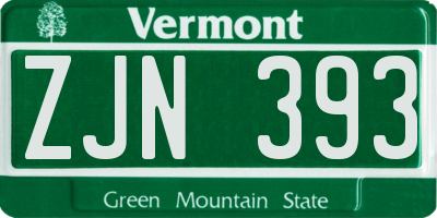 VT license plate ZJN393