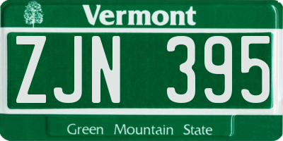 VT license plate ZJN395