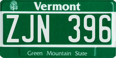 VT license plate ZJN396