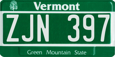 VT license plate ZJN397
