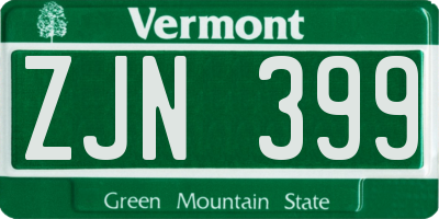 VT license plate ZJN399