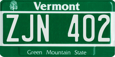 VT license plate ZJN402