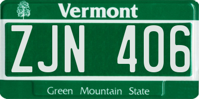 VT license plate ZJN406