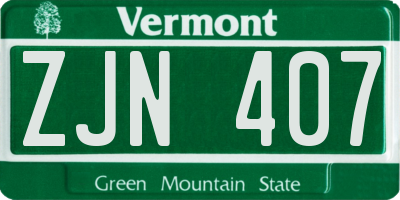 VT license plate ZJN407