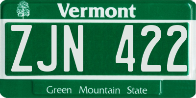 VT license plate ZJN422