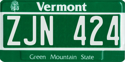 VT license plate ZJN424