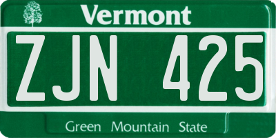 VT license plate ZJN425