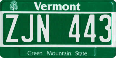 VT license plate ZJN443