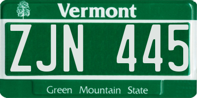 VT license plate ZJN445