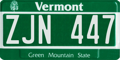 VT license plate ZJN447