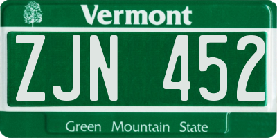 VT license plate ZJN452