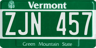 VT license plate ZJN457