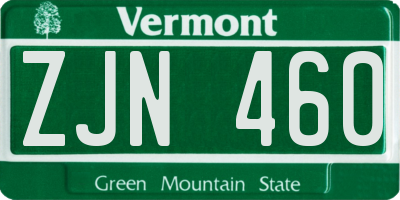 VT license plate ZJN460
