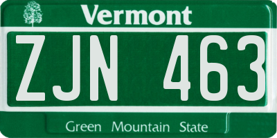 VT license plate ZJN463