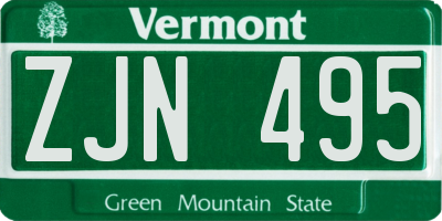 VT license plate ZJN495