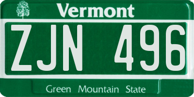 VT license plate ZJN496