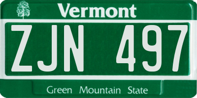 VT license plate ZJN497