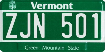 VT license plate ZJN501