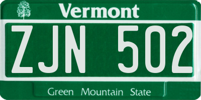 VT license plate ZJN502