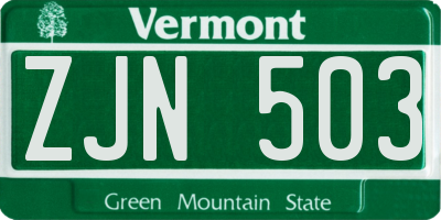 VT license plate ZJN503