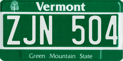 VT license plate ZJN504