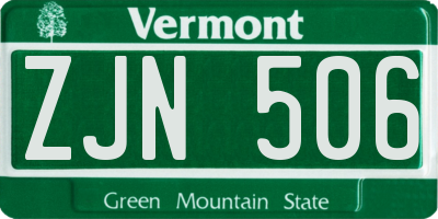 VT license plate ZJN506