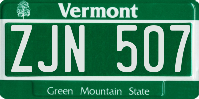 VT license plate ZJN507