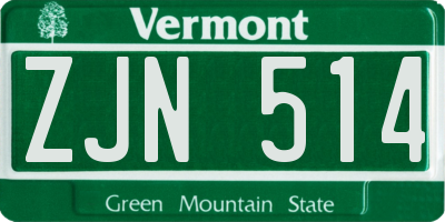 VT license plate ZJN514